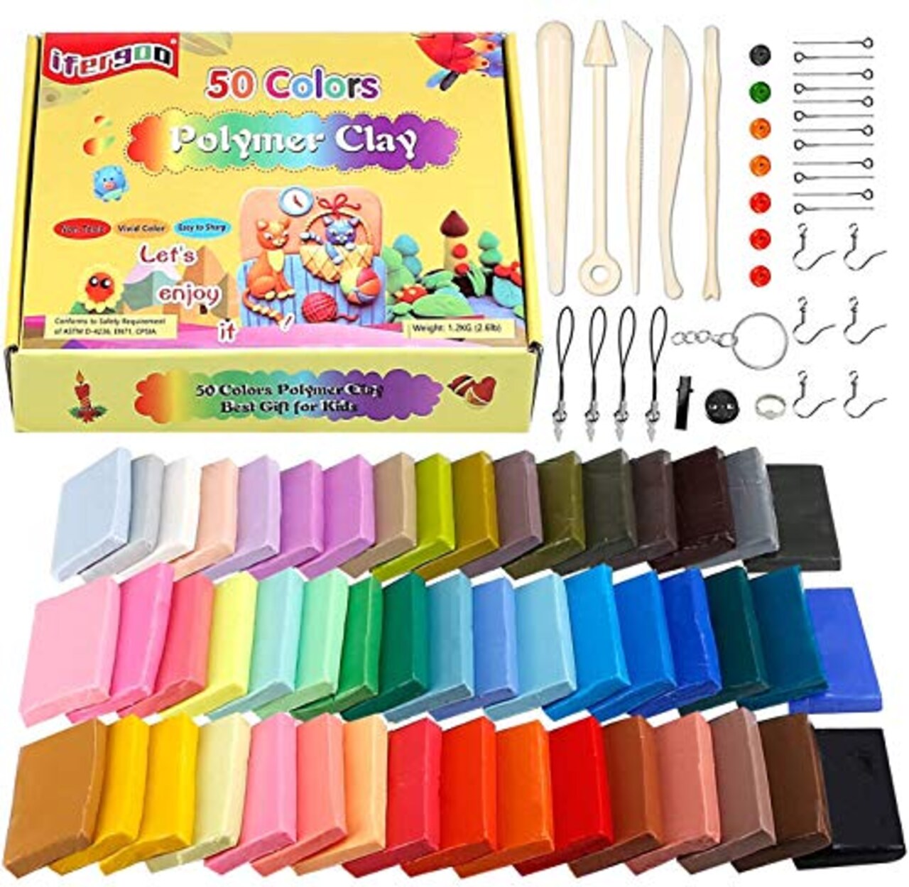 ifergoo Polymer Clay, Modeling Clay for Kids DIY Starter Kits, 50 Color  Oven Baked Model Clay, Non-Toxic, Non-Sticky, with Sculpting Tools, Ideal  Gift for Boys, Girls and Artists